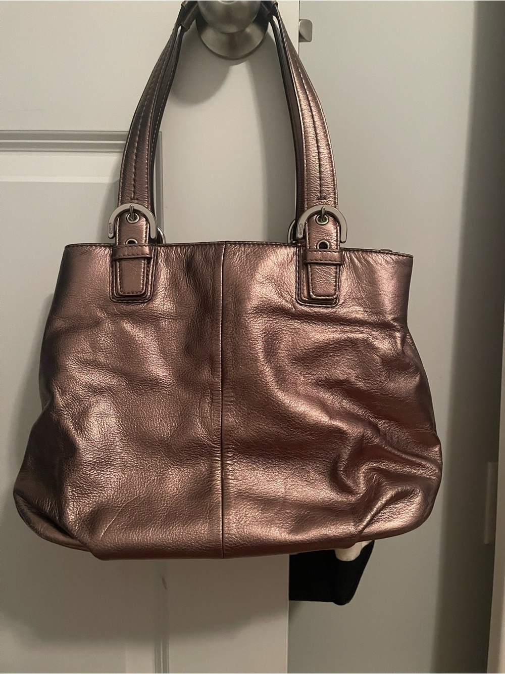 Vintage Coach SoHo Metallic Bronze Leather Shoulder Bag F17216